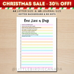 One Line A Day - PRINTABLE Journal Page - Planner Page - Memory Tracker ...
