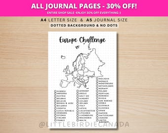 Europa-Reise-Challenge - druckbare Journalseite - Planer-Seite - Europa-Reise-Challenge - Europa-Reise-Checkliste