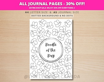 Bee Doodle Of The Day - PRINTABLE Journal Page - Planner Page - Drawing Page - Drawing Journal Page - Doodle Challenge - Daily Doodle