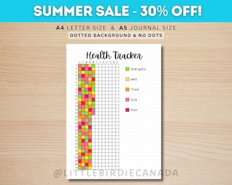 Health Tracker - PRINTABLE Journal Page - Medical Tracker - Pain Tracker - Mood Tracker - Health Journal - Health Log - Planner Page