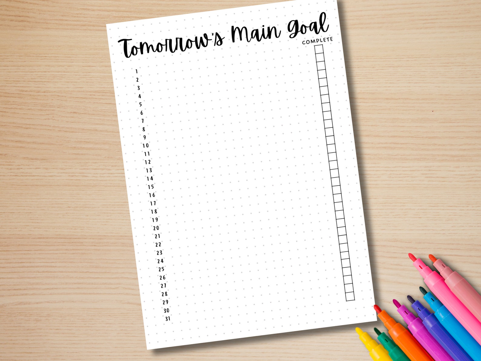 Main Dly Tomorrows Main Goal - PRINTABLE Journal Page - Goal Tracker ...