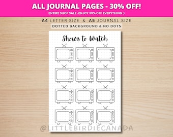 Show To Watch - PRINTABLE Journal Page - Planner Page - Printable Reminder List - Track Shows - Journal Template - TV Show Tracker
