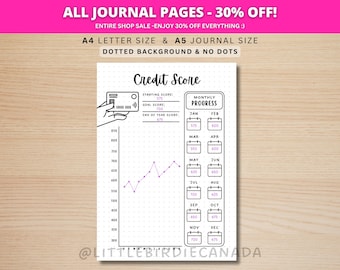 Credit Score Tracker - PRINTABLE Journal Page - Planner Page - Credit Score Log - Credit Tracker - Finance Tracker - Money Tracker