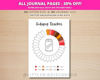 Soda Pop Tracker - PRINTABLE Journal Page - Health Tracker - Caffeine Tracker - Soda Tracker - Pop Tracker - Food Tracker - Food Diary