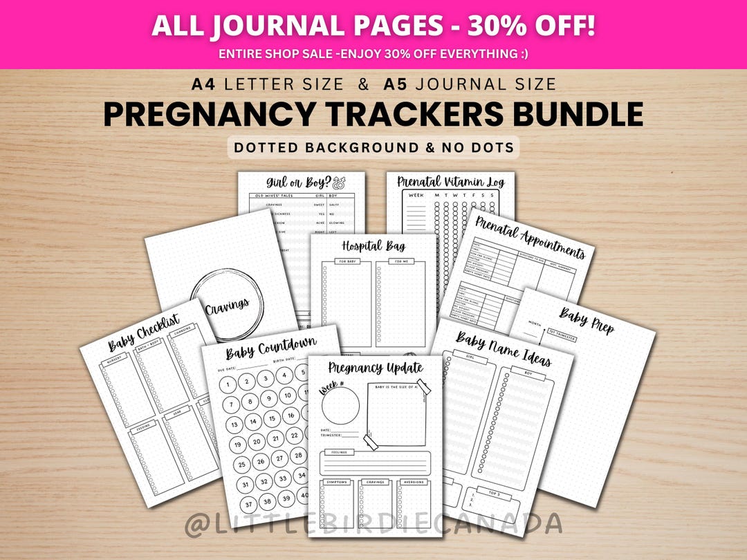 Pregnancy Trackers Bundle - PRINTABLE Journal Pages - Digital Planner ...