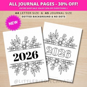 Page de couverture 2026 - Page de journal 2026 - Page de titre imprimable - Page de titre 2026 - Couverture de l'agenda 2026 - Page de couverture imprimable - Formats A5 et A4