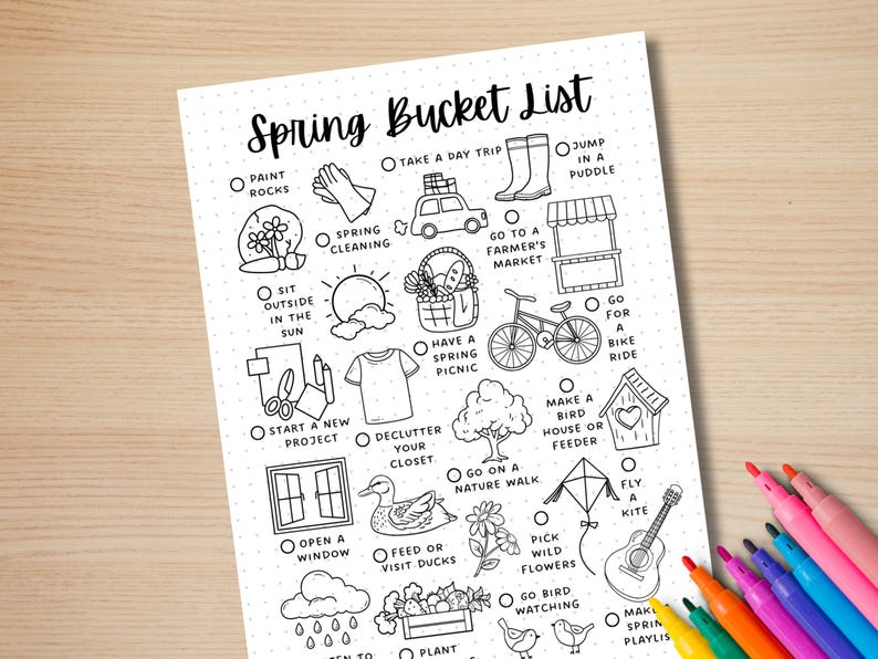 Lista delle cose da fare in primavera - Attività primaverili - Pagina del diario STAMPABILE - Pagina dell'agenda - Lista delle cose da fare in primavera - Elenco delle attività primaverili - Elenco delle cose divertenti in primavera immagine 7