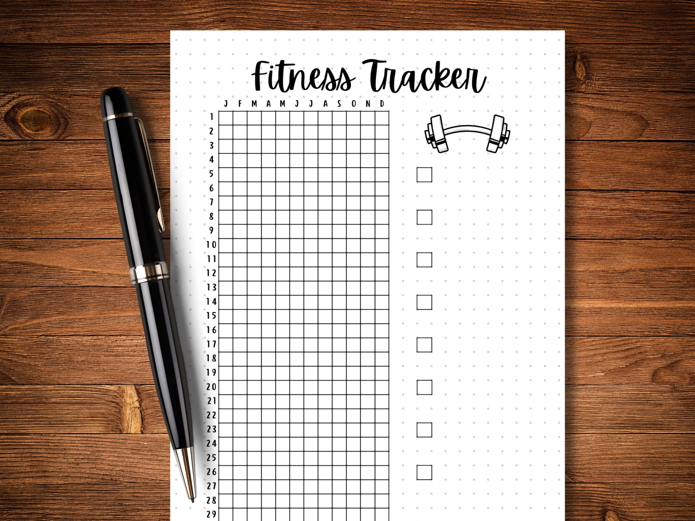 Fitness Tracker - PRINTABLE Journal Page - Exercise Tracker - Yearly ...