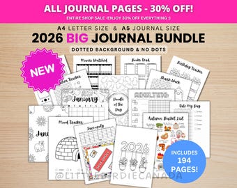 2026 BIG Journal Bundle - PRINTABLE Journal Pages - Digital Planner Pages - A5 & A4 Size - 2026 Journal - Digital Download - 194 Pages