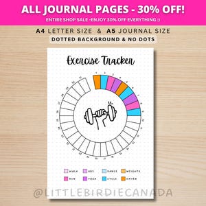Exercise Tracker Monthly - PRINTABLE Journal Page - Workout Tracker - Fitness Tracker - Health Tracker - Fitness Journal - Track Exercise