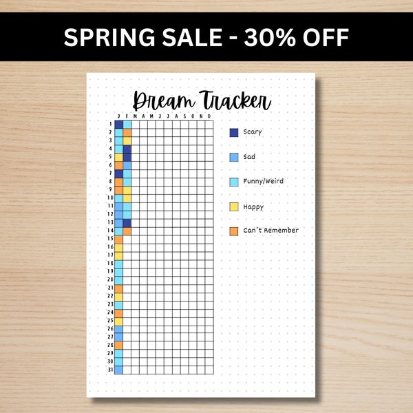 Dream Tracker - A5 Journal Page - PRINTABLE Tracker - Dream Log - Dream Journal - Sleep Tracker - Monthly Tracker - Monthly Dream Analysis