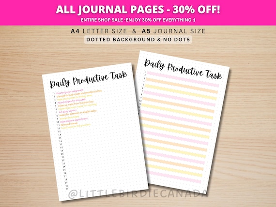 Daily Productive Task - PRINTABLE Journal Page - Planner Page - Productivity Tracker - Daily Planner - Daily Task - Daily Achievements Log