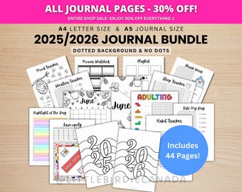 2025/2026 DAGBOEKBUNDEL - AFDRUKBARE dagboekpagina's - Digitale plannerpagina's - A5- en A4-formaat - dagboek 2025 - dagboek 2026 - voordeelpakket