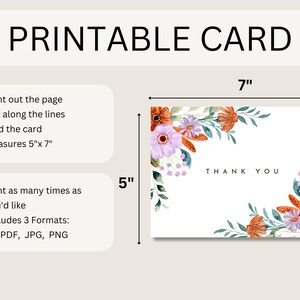 PRINTABLE Thank You Card Flower Thank You Card Floral Thank You Card ...