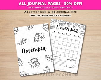November Title Page - Thanksgiving Turkey - November Calendar - PRINTABLE Calendar - Journal Title Page and Calendar - November Cover Page