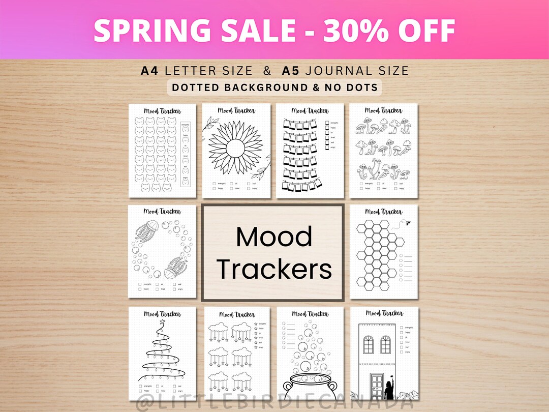 Mood Trackers Bundle - PRINTABLE Journal Pages - Digital Planner Pages ...