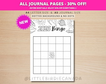 2026 Bingo Template - 2026 Journal Page - PRINTABLE Title Page - 2026 Bingo Game - Printable Bingo - 2026 Planner Page - A5 & A4 Size