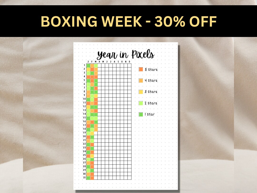 Year in Pixels A5 Journal Page Printable Tracker Daily Tracker Daily ...