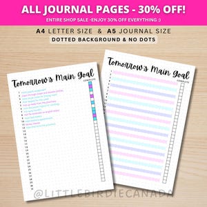 Tomorrows Main Goal - PRINTABLE Journal Page - Goal Tracker - Productivity Tracker - Daily Planner Page - Daily Task - Goal Setting