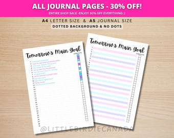 Tomorrows Main Goal - PRINTABLE Journal Page - Goal Tracker - Productivity Tracker - Daily Planner Page - Daily Task - Goal Setting