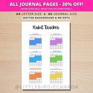 Habit Tracker - PRINTABLE Journal Page - Monthly Tracker - Monthly Goal Tracker - Fitness Tracker - Health Tracker - Printable Planner Page