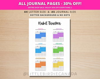 Habit Tracker - PRINTABLE Journal Page - Monthly Tracker - Monthly Goal Tracker - Fitness Tracker - Health Tracker - Printable Planner Page