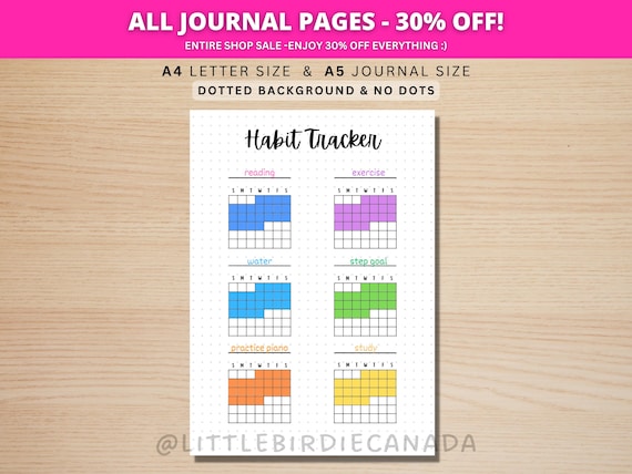 Habit Tracker - PRINTABLE Journal Page - Monthly Tracker - Monthly Goal Tracker - Fitness Tracker - Health Tracker - Printable Planner Page