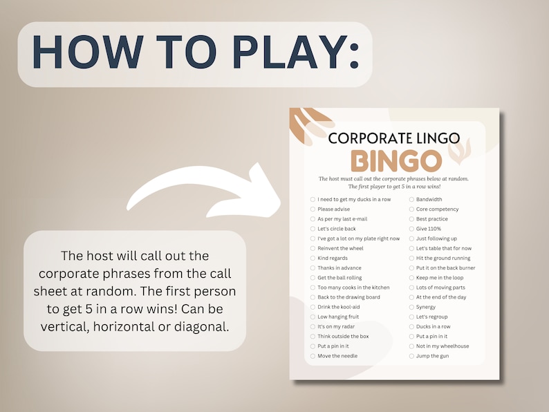 Corporate Lingo Bingo Work Bingo Networking Bingo Workplace Etsy