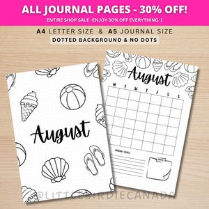 Titelpagina augustus - strand - kalender augustus - PRINTBARE kalender - titelpagina tijdschrift en kalenderset - voorblad tijdschrift