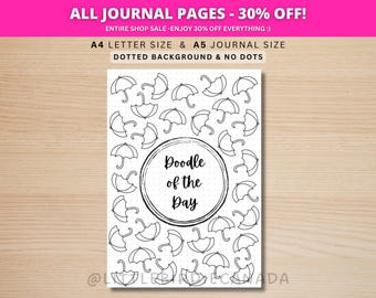 Rain Doodle Of The Day - PRINTABLE Journal Page - Planner Page - Daily Drawing - Drawing Journal Page - Doodle Challenge - Daily Doodle
