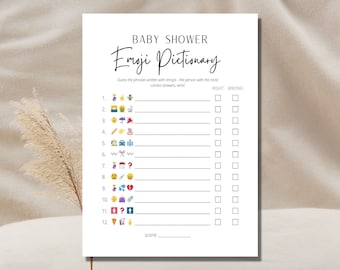 Emoji Pictionary Baby Shower Game Minimalist Baby Shower Gender Neutral Printable Baby Shower Games Baby Shower Emoji Game Shower Activity