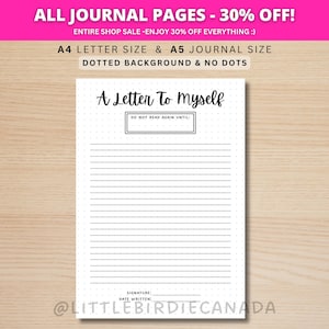 A Letter To Myself - PRINTABLE Journal Page - Letter To Yourself - Printable Planner Page - Letter To Future Me - Open In One Year