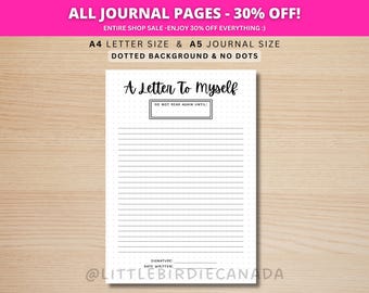 A Letter To Myself - PRINTABLE Journal Page - Letter To Yourself - Printable Planner Page - Letter To Future Me - Open In One Year