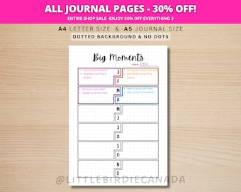 Big Moments - PRINTABLE Journal Page - Yearly Highlights - Achievement Tracker - Yearly Planner Page - Yearly Tracker - Year In Review