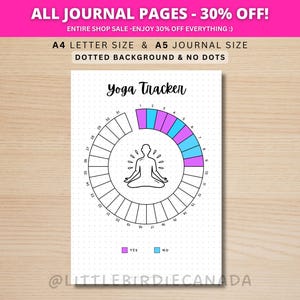Yoga Tracker Monthly - PRINTABLE Journal Page - Fitness Tracker - Health Tracker - Track Yoga - Meditation Tracker - Fitness Journal