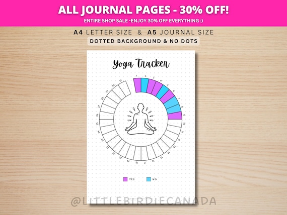 Yoga Tracker Monthly - PRINTABLE Journal Page - Fitness Tracker - Health Tracker - Track Yoga - Meditation Tracker - Fitness Journal