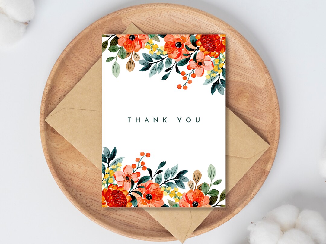 PRINTABLE Thank You Card Flower Thank You Card Floral Thank You Card ...