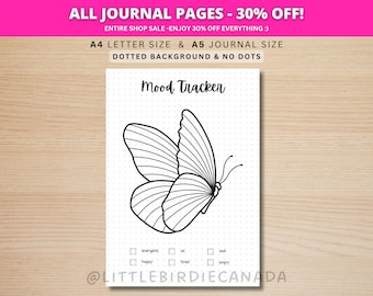 Butterfly Mood Tracker - PRINTABLE Journal Page - Planner Page - Feelings Tracker - Daily Mood Tracker - Track Mood - Journal Template