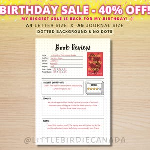 Book Review Template - PRINTABLE Journal Page - Book Club - Book Journal - Kids Reading Tracker - Book Tracker - Reading Journal Page