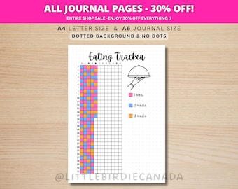 Eating Tracker - PRINTABLE Journal Page - Planner Page - Food Journal - Food Log - Food Tracker - Food Diary - Meal Tracker - Diet Tracker
