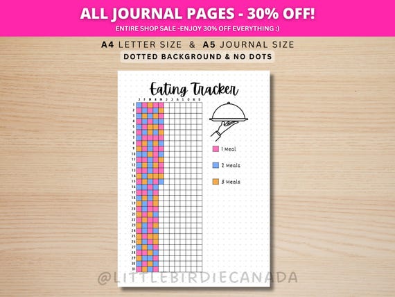 Eating Tracker - PRINTABLE Journal Page - Planner Page - Food Journal - Food Log - Food Tracker - Food Diary - Meal Tracker - Diet Tracker