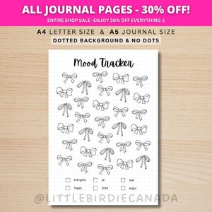 Bows Mood Tracker - PRINTABLE Journal Page - Planner Page - Feelings Tracker - Daily Mood Tracker - Track Mood - Journal Template