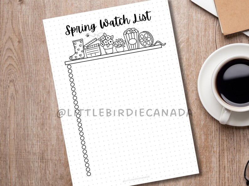 Pinterest Spring Watch List Movie Watch List Bundle - PRINTABLE Journal Page - Winter Summer Autumn ...