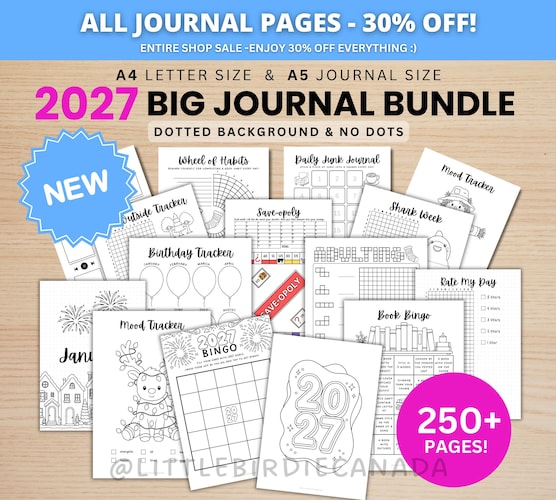 2027 BIG Journal Bundle — 250+ Printable Journal Pages (A5 & A4)