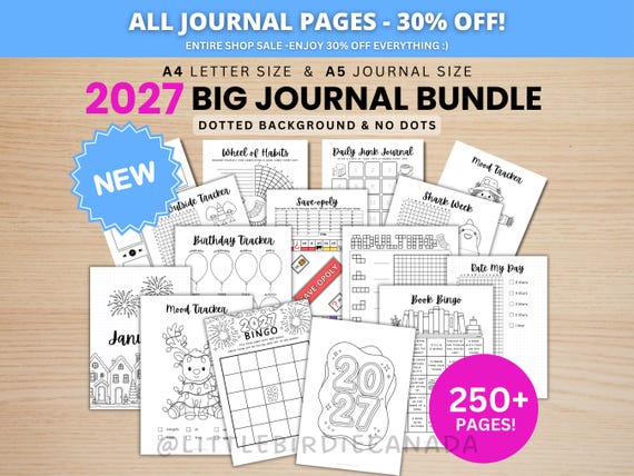2027 BIG Journal Bundle *NEW* - PRINTABLE Journal Pages - Digital Planner - A5 & A4 Size - 2027 Journal - Digital Download - 250+ Pages