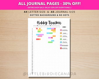Hobby Tracker - DRUCKBARE Journal Seite - Habit Tracker - Hobby Journal - Fun Tracker - Wellness Tracker - Wellness Journal - Tägliche Aktivität