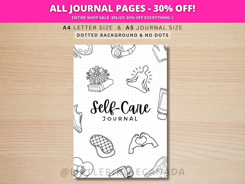 Self Care Journal Title Page - PRINTABLE Journal Page - Self Care Planner - Selfcare - Wellness Journal - Wellness Planner - Track Self Care image 1
