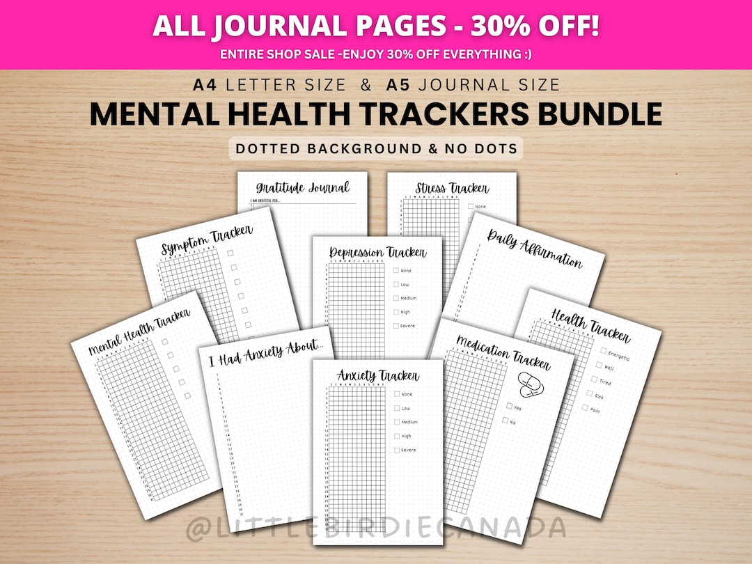 Mental Health Trackers Bundle - PRINTABLE Journal Pages - Digital ...