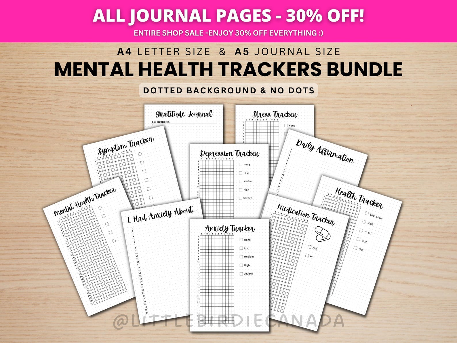 Mental Health Trackers Bundle - PRINTABLE Journal Pages - Digital ...