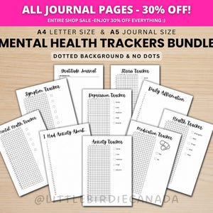 Mental Health Trackers Bundle - PRINTABLE Journal Pages - Digital ...